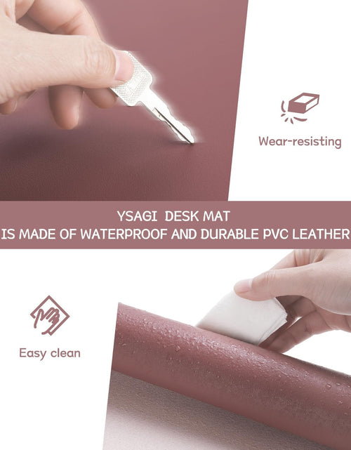 Load image into Gallery viewer, Non-Slip Leather Desk Pad L Size, Waterproof Laptop Computer Desk Keyboard Mat, Table Protector Blotter Mat, Large Mouse Pad for Office/Work/Home/Decor(Dark Pink, 35.4" X 17")
