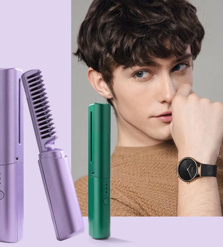 GlamWave Pro – Portable Wireless Heated Hair Straightener & Curler Brush