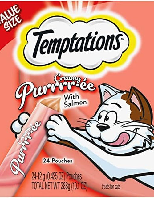 Load image into Gallery viewer, Creamy Puree with Salmon Lickable, Squeezable Cat Treats, 0.42 Oz Pouches, 24 Count
