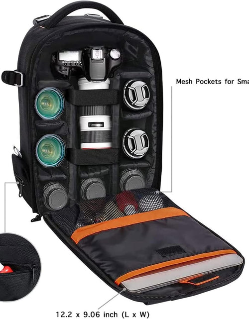 Load image into Gallery viewer, Camera Backpack, Dslr/Slr/Mirrorless Photography Camera Case Buffer Padded Shockproof Camera Bag with Customized Modular Inserts&amp;Tripod Holder Compatible with Canon,Nikon,Sony Etc, Black
