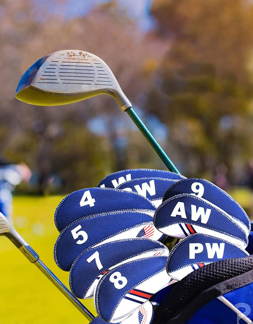 Load image into Gallery viewer, Golf Iron Head Covers 10Pcs Neoprene USA Flag Golf Club Protector Multi Color Golf Club Protector (Blue)
