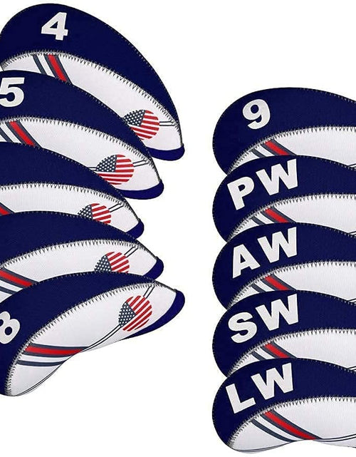 Load image into Gallery viewer, Golf Iron Head Covers 10Pcs Neoprene USA Flag Golf Club Protector Multi Color Golf Club Protector (Blue)

