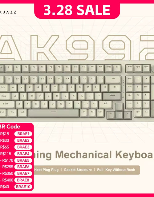 Load image into Gallery viewer, AK992 Wired Mechanical Keyboard 98-Key Full Layout Hot-Swap USB Gaming Keyboard Multimedia Key Knob for Desktop PC Laptop
