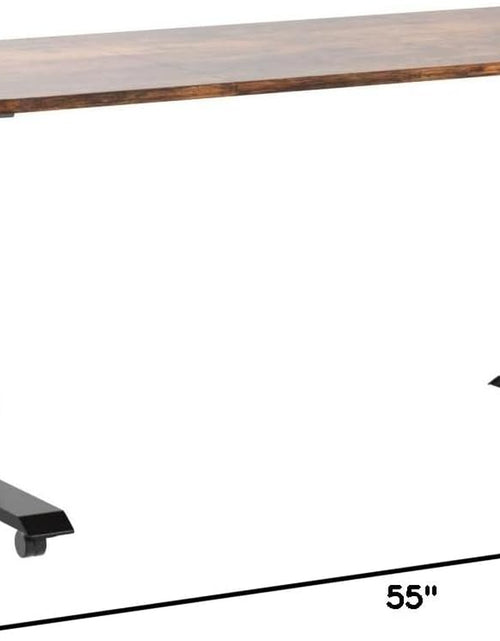 Load image into Gallery viewer, 55" Electric Standing Desk,Height Adjustable Home Office Sit Stand up Computer PC Table,Tall Standup Workstation, Gaming, Writing, Study,Bedroom Rising Desks with Two-Piece Desktop,Brown
